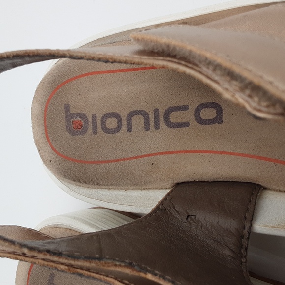 Bionica Cybele eather platform sandals gold women 8M vacation casual office - Picture 11 of 14